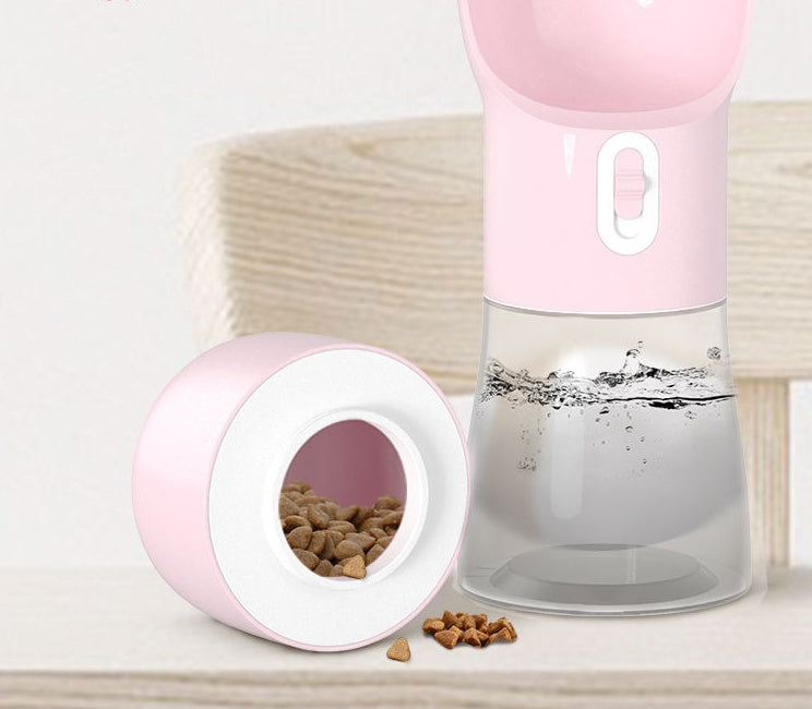 2-in-1 Portable Pet Water Bottle with Food Dispenser