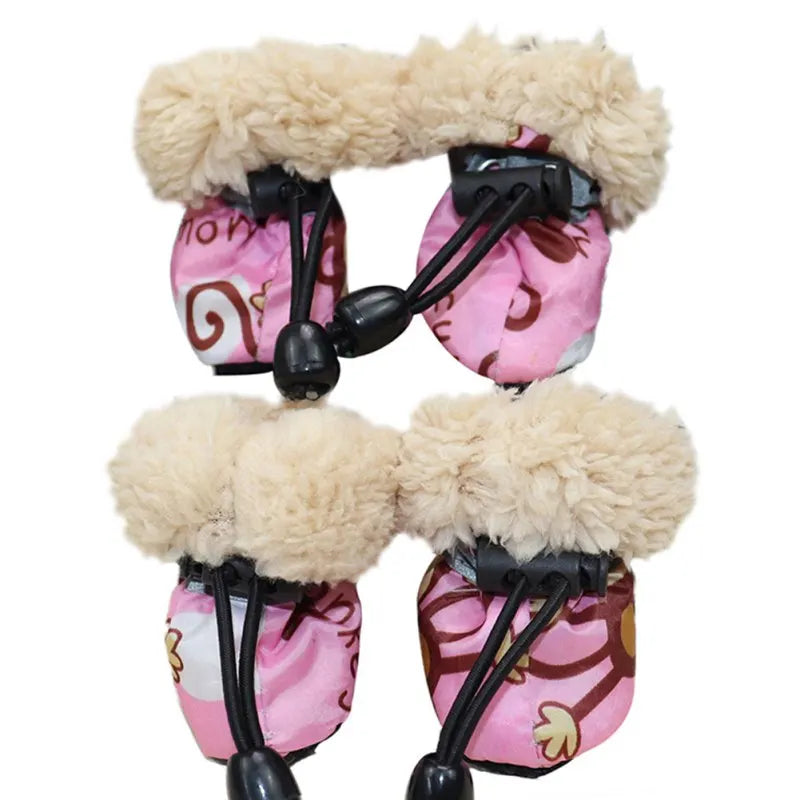 4pcs Waterproof Winter Pet Shoes Anti-slip Boots for Small Dogs/Cats
