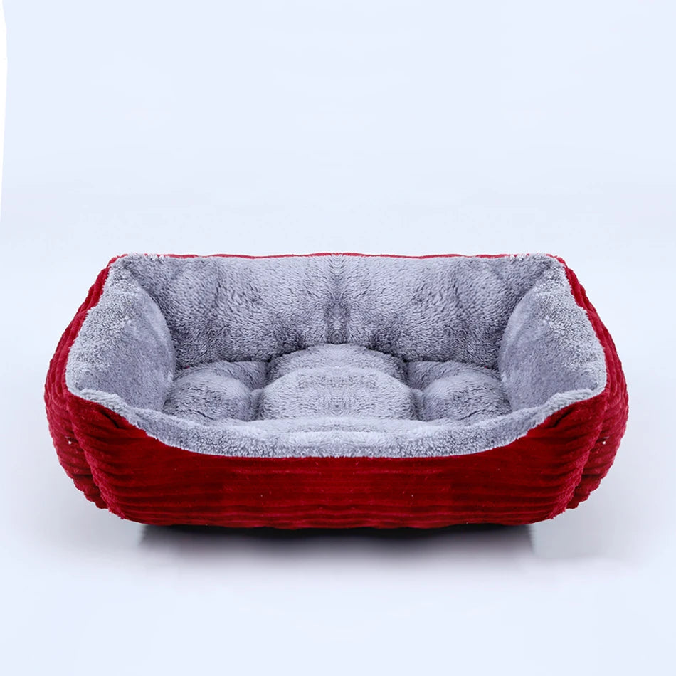 Plush Square Dog & Cat Bed, Calming Pet Sofa Cushion