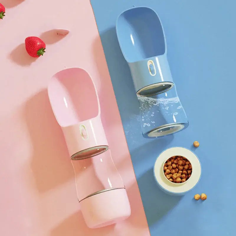 2-in-1 Portable Pet Water Bottle with Food Dispenser