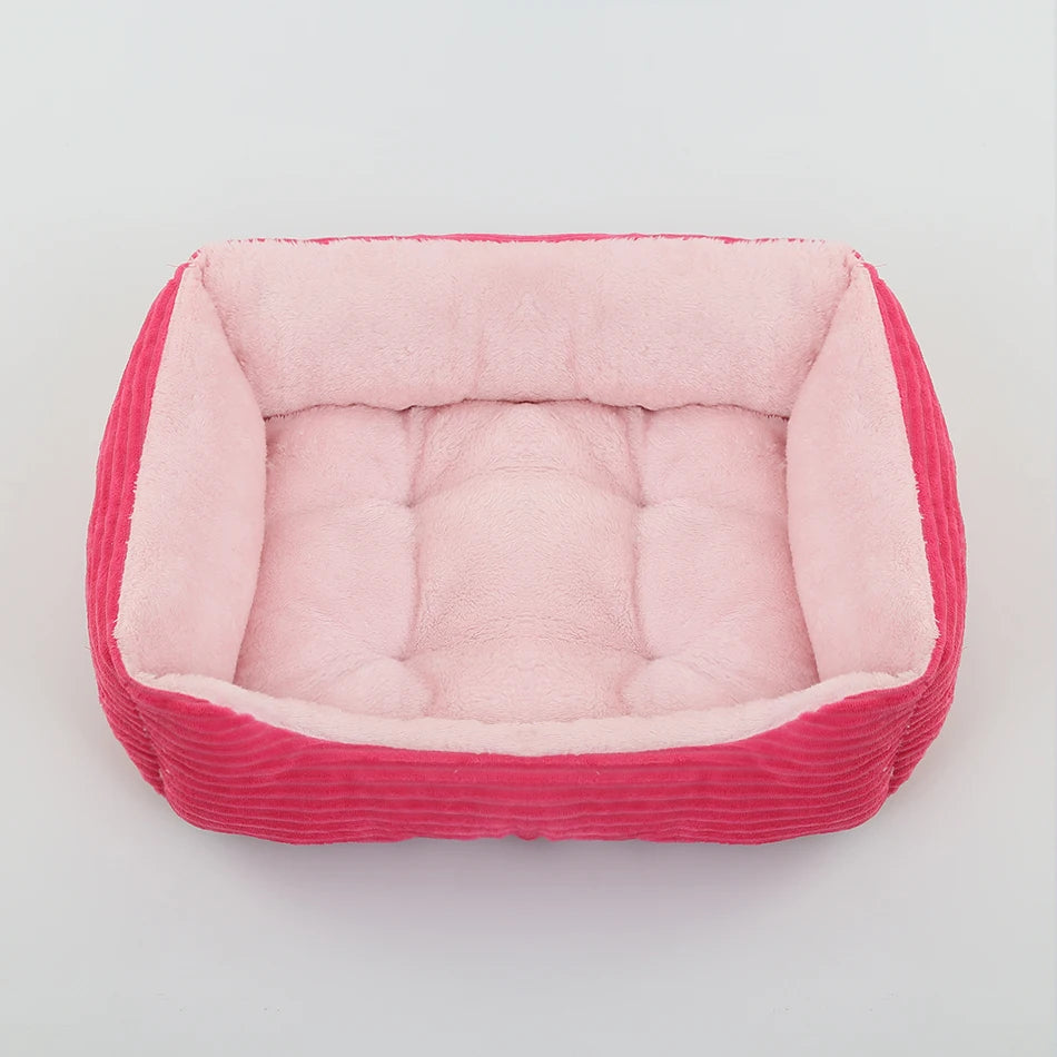 Plush Square Dog & Cat Bed, Calming Pet Sofa Cushion