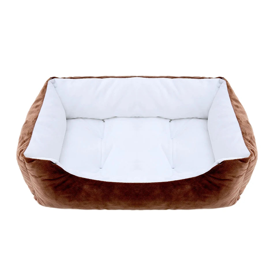 Plush Square Dog & Cat Bed, Calming Pet Sofa Cushion