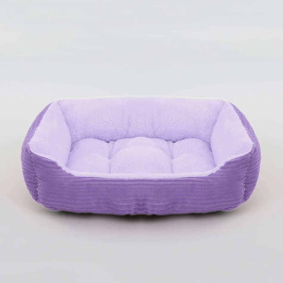 Plush Square Dog & Cat Bed, Calming Pet Sofa Cushion