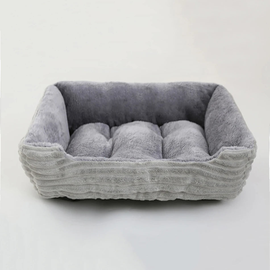 Plush Square Dog & Cat Bed, Calming Pet Sofa Cushion