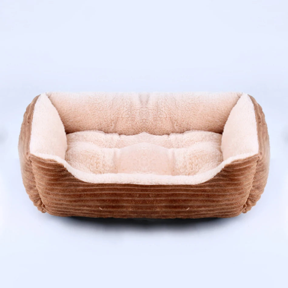 Plush Square Dog & Cat Bed, Calming Pet Sofa Cushion