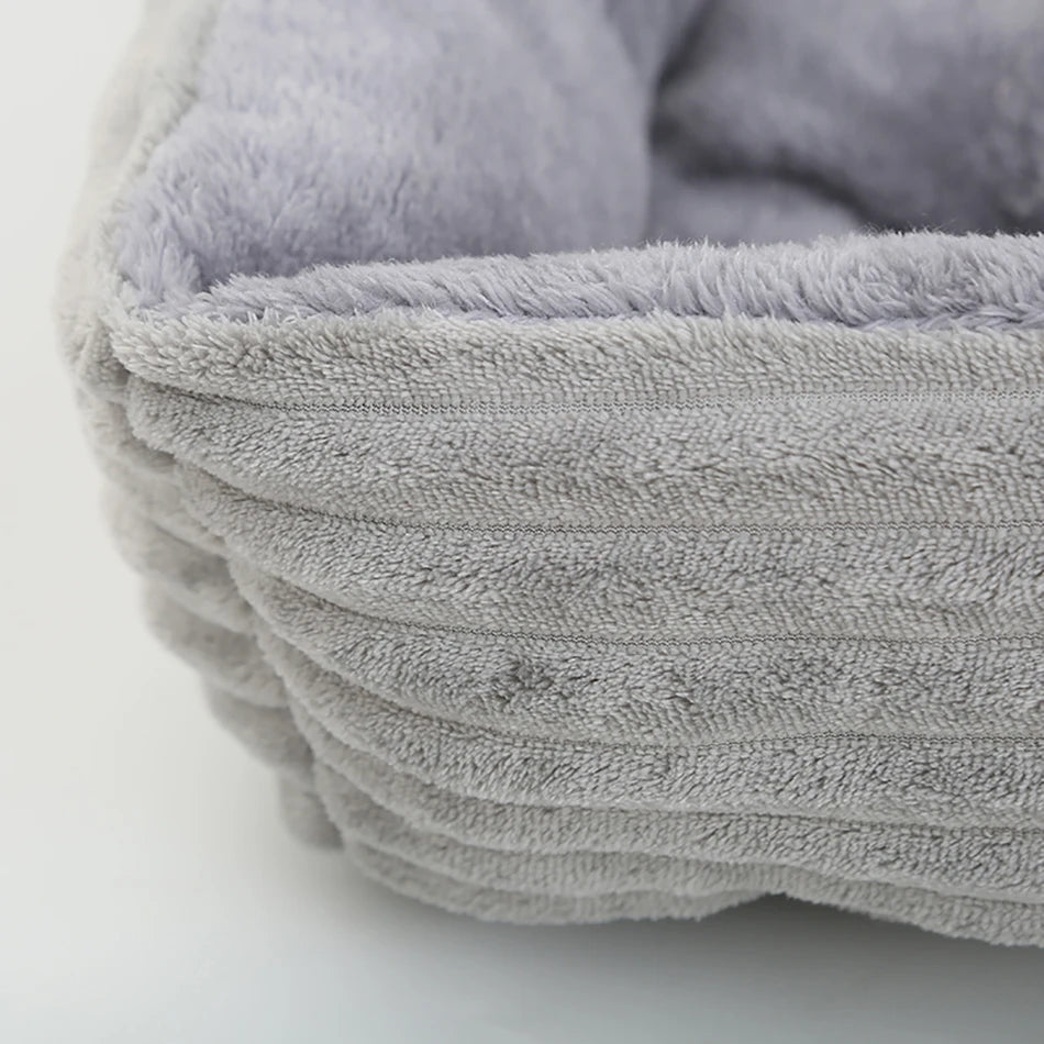 Plush Square Dog & Cat Bed, Calming Pet Sofa Cushion