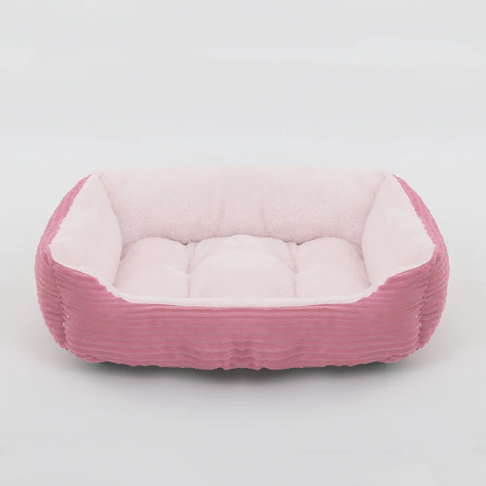 Plush Square Dog & Cat Bed, Calming Pet Sofa Cushion
