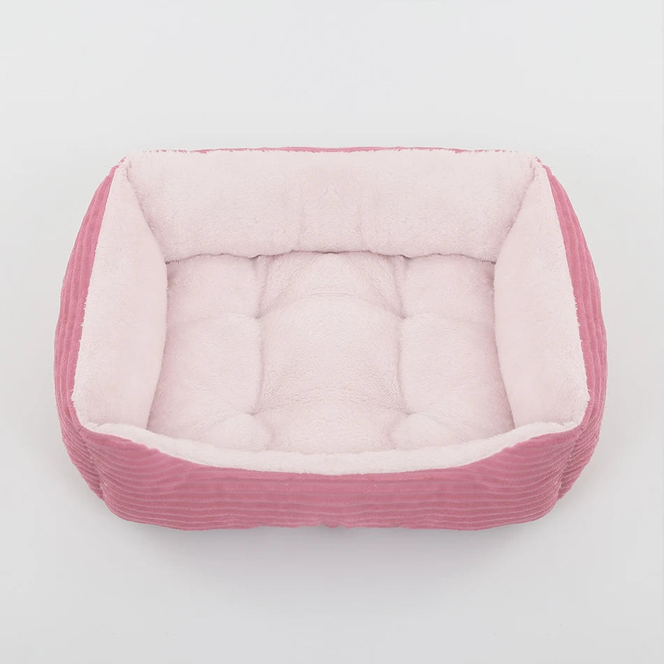Plush Square Dog & Cat Bed, Calming Pet Sofa Cushion