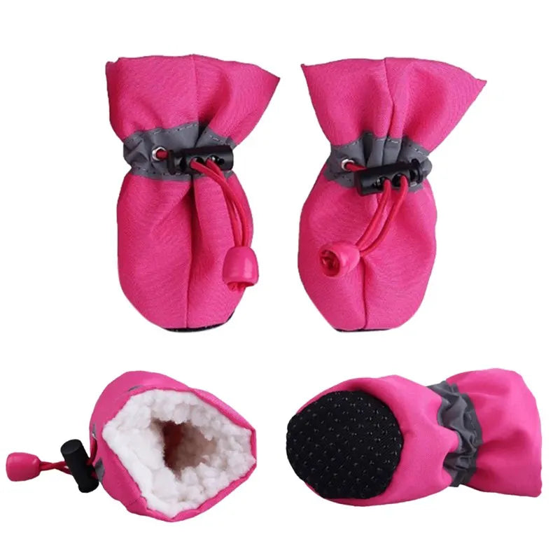 4pcs Waterproof Winter Pet Shoes Anti-slip Boots for Small Dogs/Cats