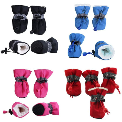 4pcs Waterproof Winter Pet Shoes Anti-slip Boots for Small Dogs/Cats