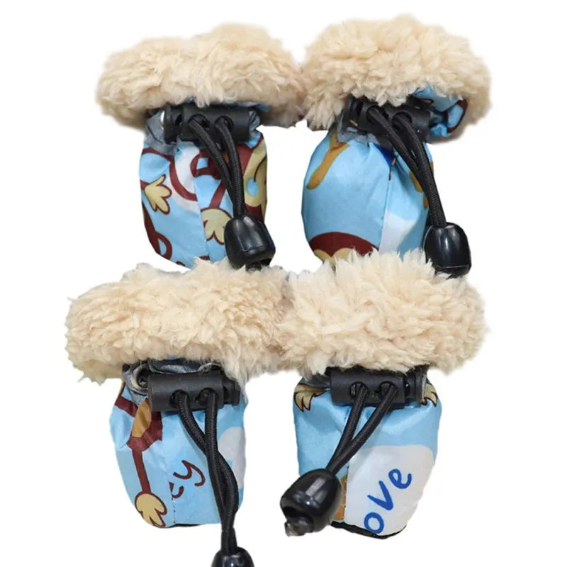 4pcs Waterproof Winter Pet Shoes Anti-slip Boots for Small Dogs/Cats