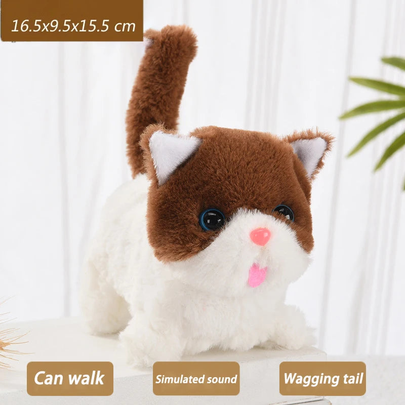 Electric Walking Kitty Plush Toy, Meowing & Nodding Cat for Kids