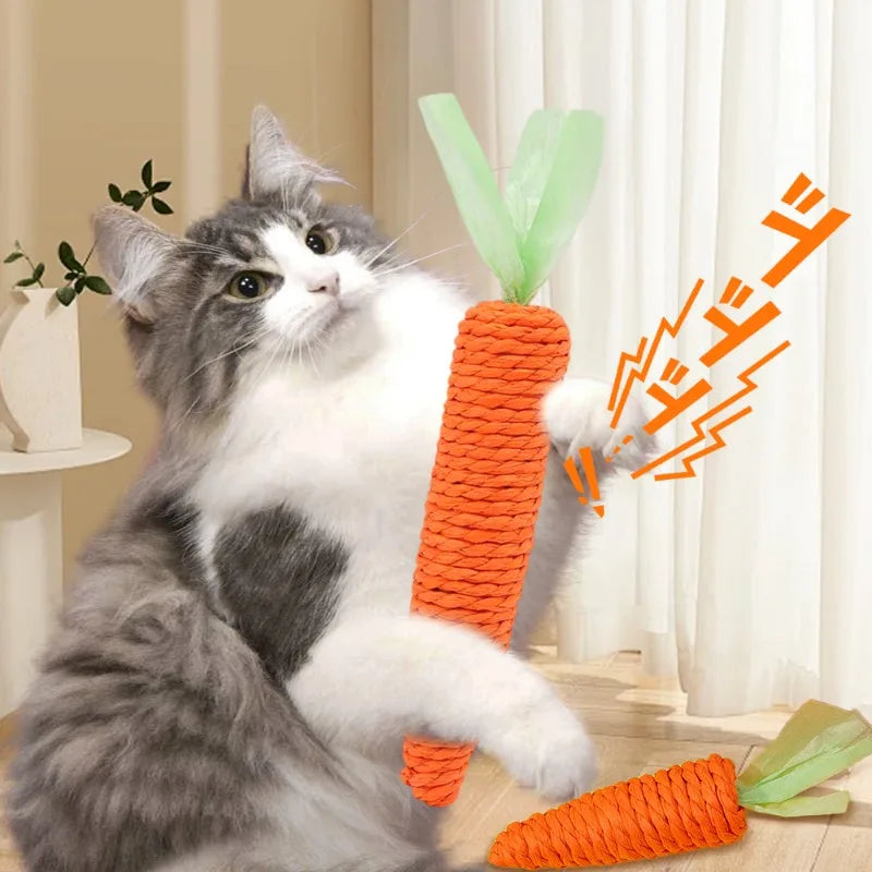 Cat Carrot Paper Rope Chew Toy, Bite-Resistant Teeth Cleaner & Scratcher