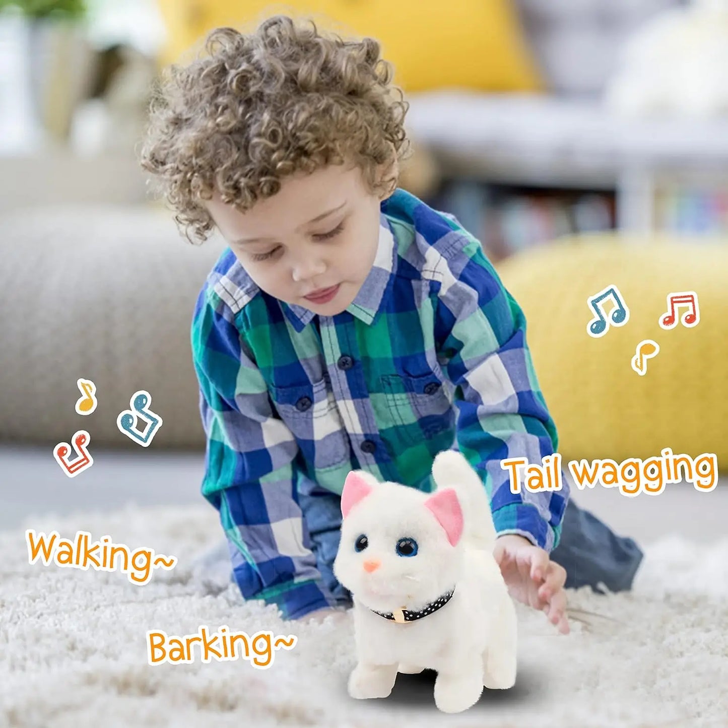 Electric Walking Kitty Plush Toy, Meowing & Nodding Cat for Kids