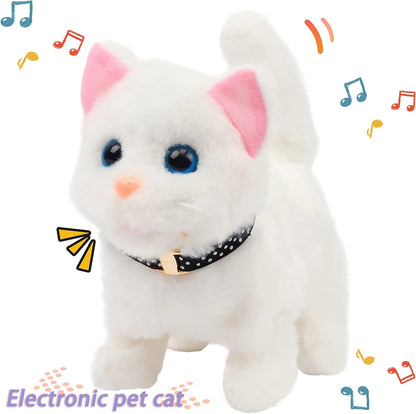 Electric Walking Kitty Plush Toy, Meowing & Nodding Cat for Kids