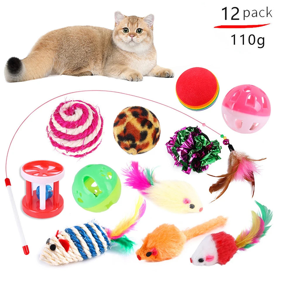 DualPet 20-Piece Cat Toy Set, Includes Mouse, Bell, Ball, and Cat Stick