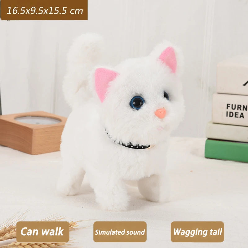 Electric Walking Kitty Plush Toy, Meowing & Nodding Cat for Kids