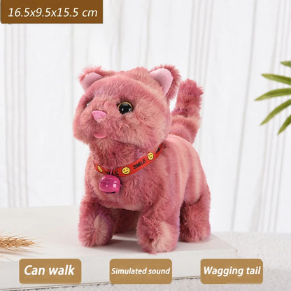 Electric Walking Kitty Plush Toy, Meowing & Nodding Cat for Kids