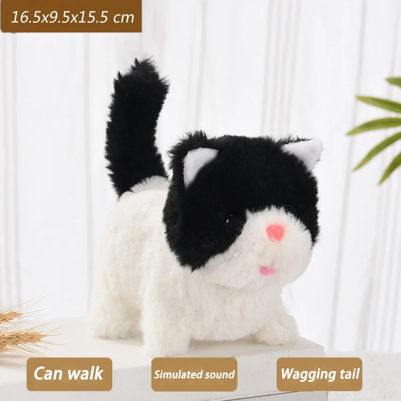 Electric Walking Kitty Plush Toy, Meowing & Nodding Cat for Kids