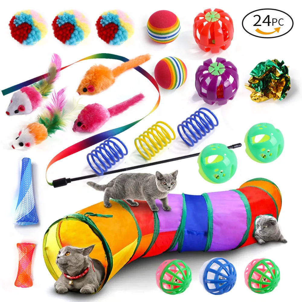 DualPet 20-Piece Cat Toy Set, Includes Mouse, Bell, Ball, and Cat Stick