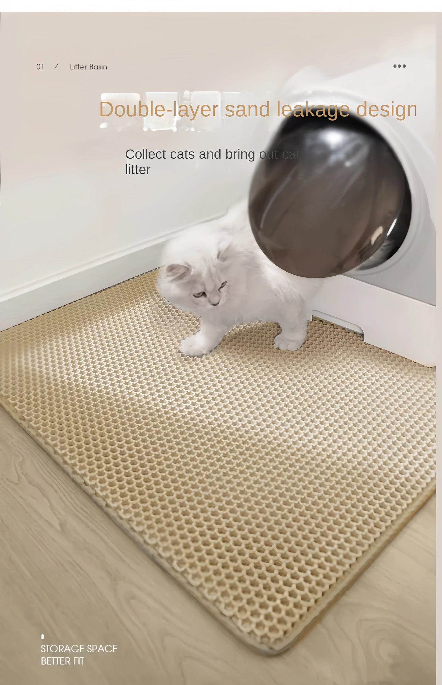 Waterproof Double Layer Cat Litter Mat, Nonslip & Washable Pet Toilet Mat