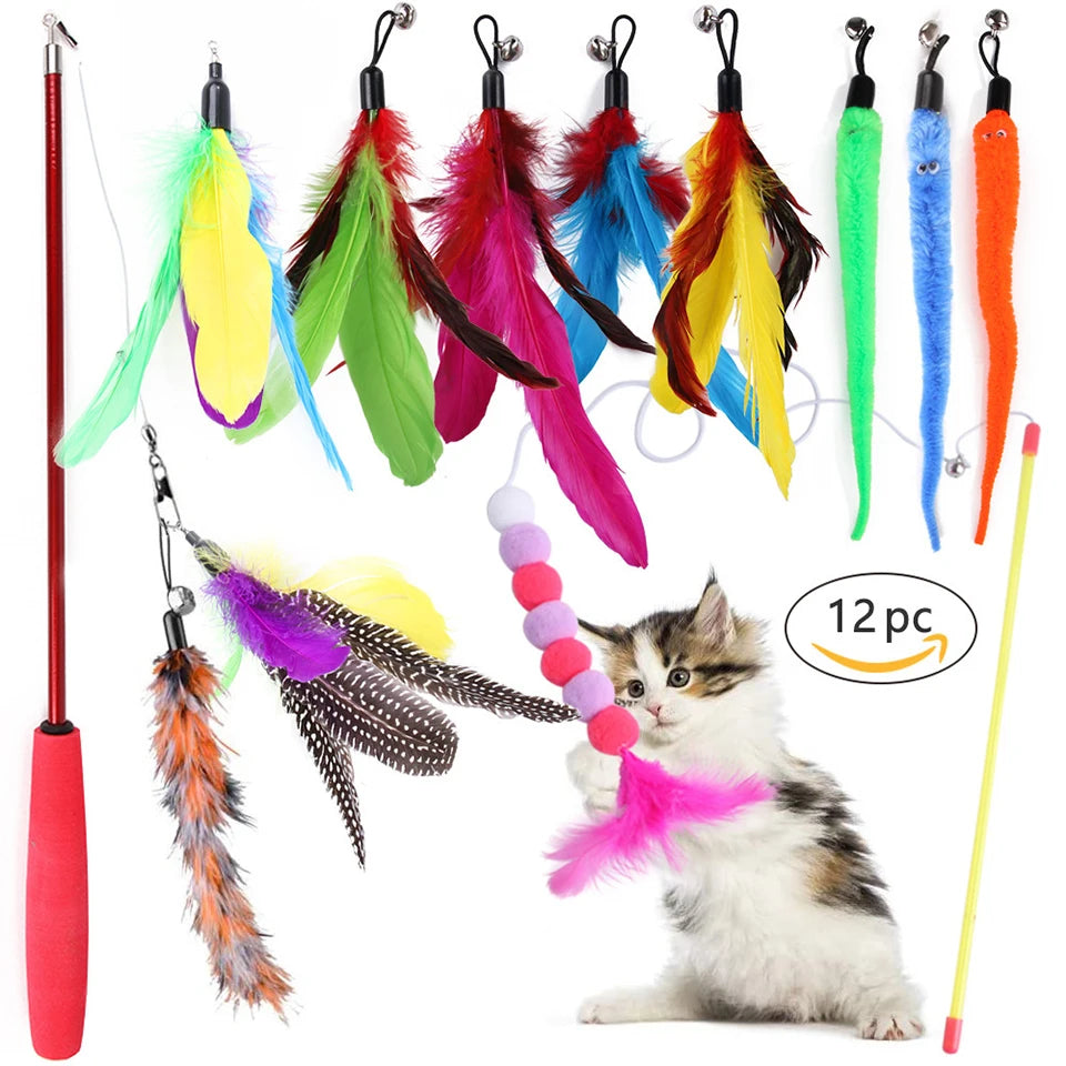 DualPet 20-Piece Cat Toy Set, Includes Mouse, Bell, Ball, and Cat Stick