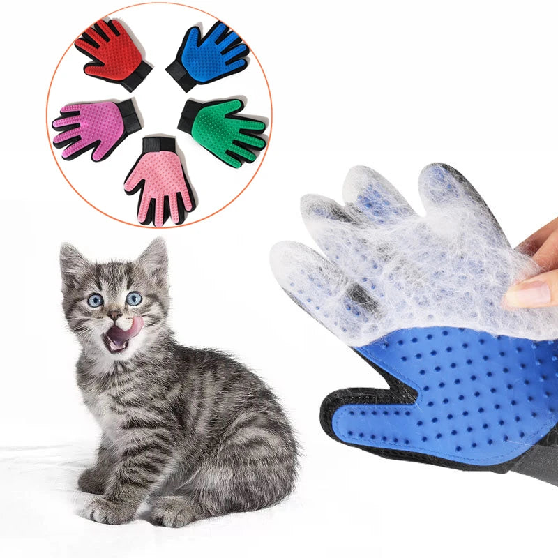 Pet Glove Grooming Brush, Hair Deshedding & Massage Tool for Cats & Dogs