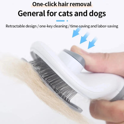 Pet Hair Brush & Dog Comb, Stainless Steel Grooming Tool for Cats & Dogs