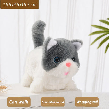 Electric Walking Kitty Plush Toy, Meowing & Nodding Cat for Kids