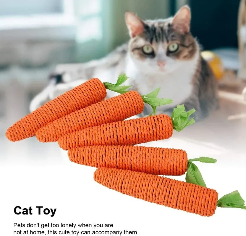 Cat Carrot Paper Rope Chew Toy, Bite-Resistant Teeth Cleaner & Scratcher