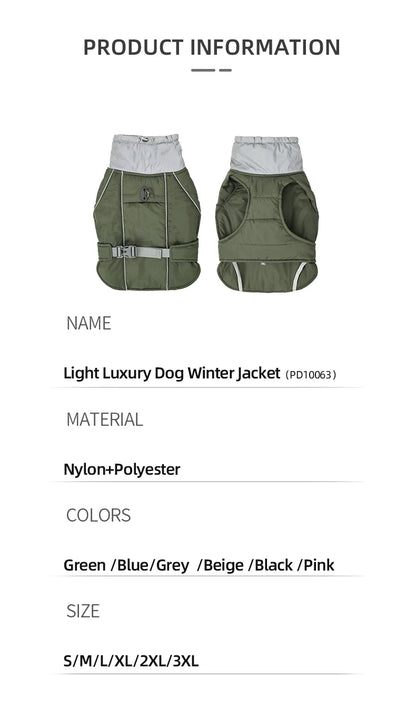 Luxury Winter Dog Jacket, Waterproof Soft Padded Coat with Reflective Safety