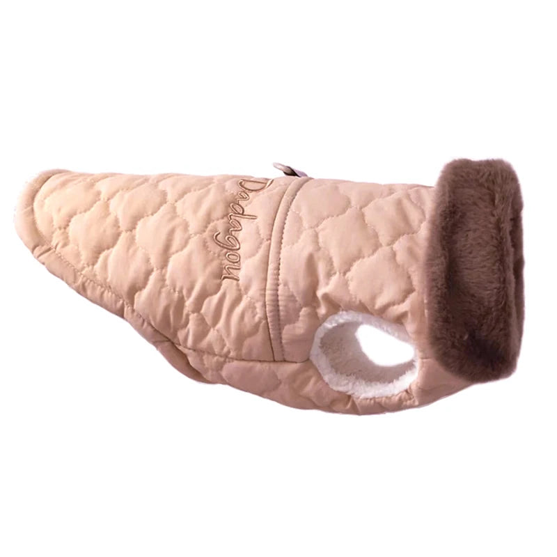 CDDMPET Waterproof Fur Collar Dog Jacket, Warm Fleece Coat for Small Dogs