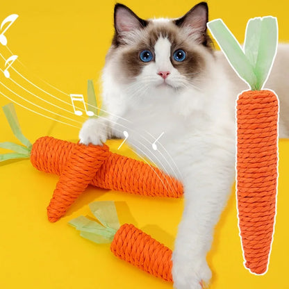 Cat Carrot Paper Rope Chew Toy, Bite-Resistant Teeth Cleaner & Scratcher