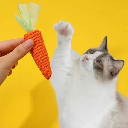 Cat Carrot Paper Rope Chew Toy, Bite-Resistant Teeth Cleaner & Scratcher