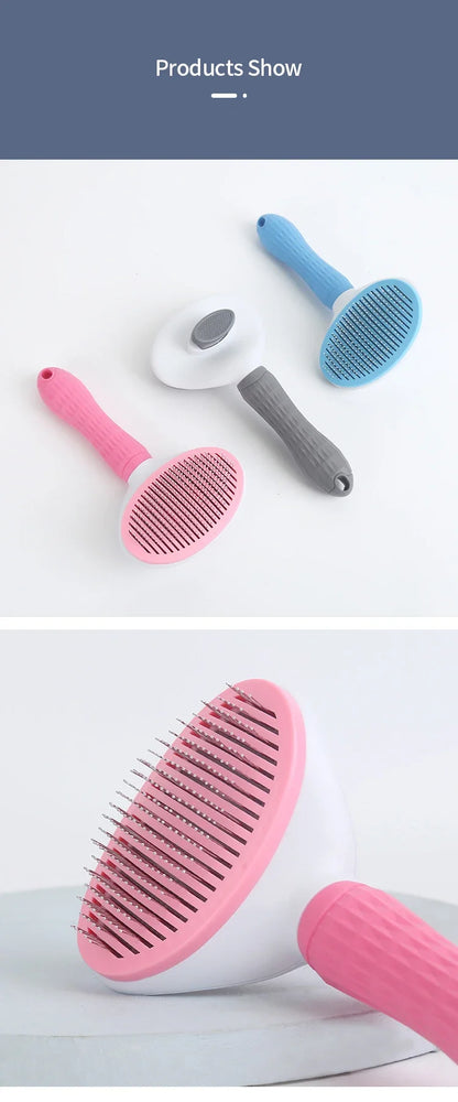 Pet Hair Brush & Dog Comb, Stainless Steel Grooming Tool for Cats & Dogs