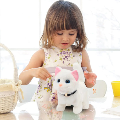 Electric Walking Kitty Plush Toy, Meowing & Nodding Cat for Kids