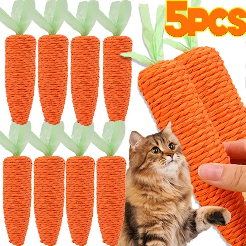 Cat Carrot Paper Rope Chew Toy, Bite-Resistant Teeth Cleaner & Scratcher