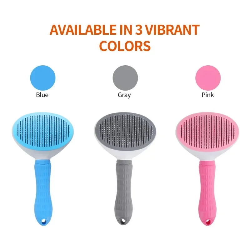 Pet Hair Brush & Dog Comb, Stainless Steel Grooming Tool for Cats & Dogs