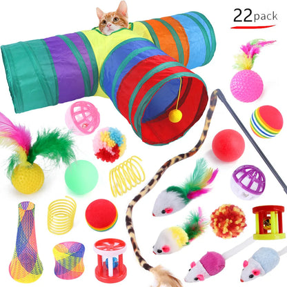 DualPet 20-Piece Cat Toy Set, Includes Mouse, Bell, Ball, and Cat Stick