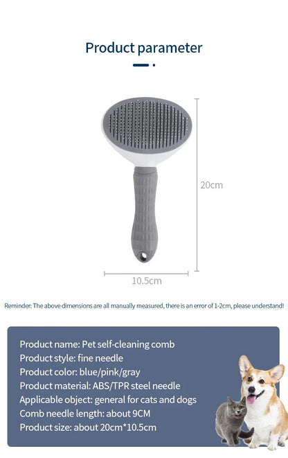 Pet Hair Brush & Dog Comb, Stainless Steel Grooming Tool for Cats & Dogs